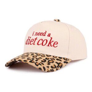 I Need A Diet Coke Two-tone Canvas Cap Leopard w/ Red Embroidery NEW